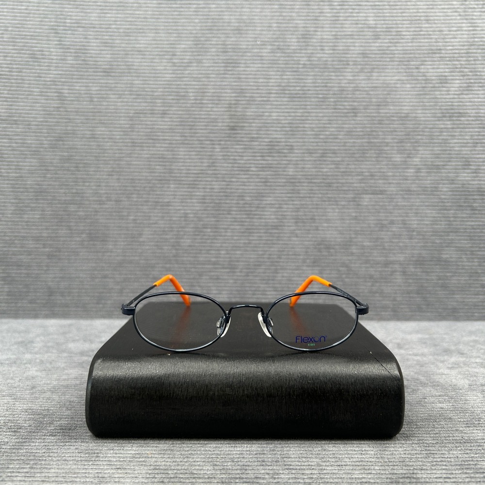 Flexon Kids Comet 424 Navy Blue Orange Y2k Eyeglass Frames 44-19-125 Oval Metal